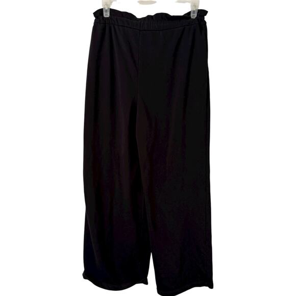 Express Black High Waisted Paperbag Wide Leg Black Knit Sweatpants Size Large - Picture 3 of 8